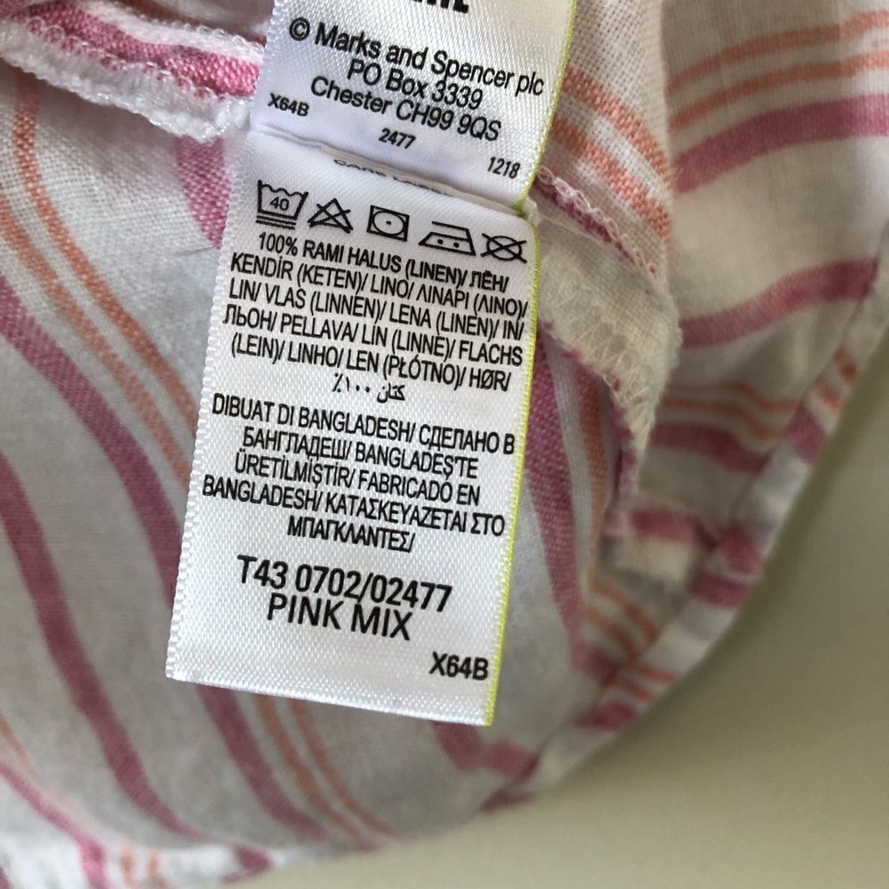 M&s COLLECTION Pure Linen Striped Ruffle Top - Picture 9 of 9